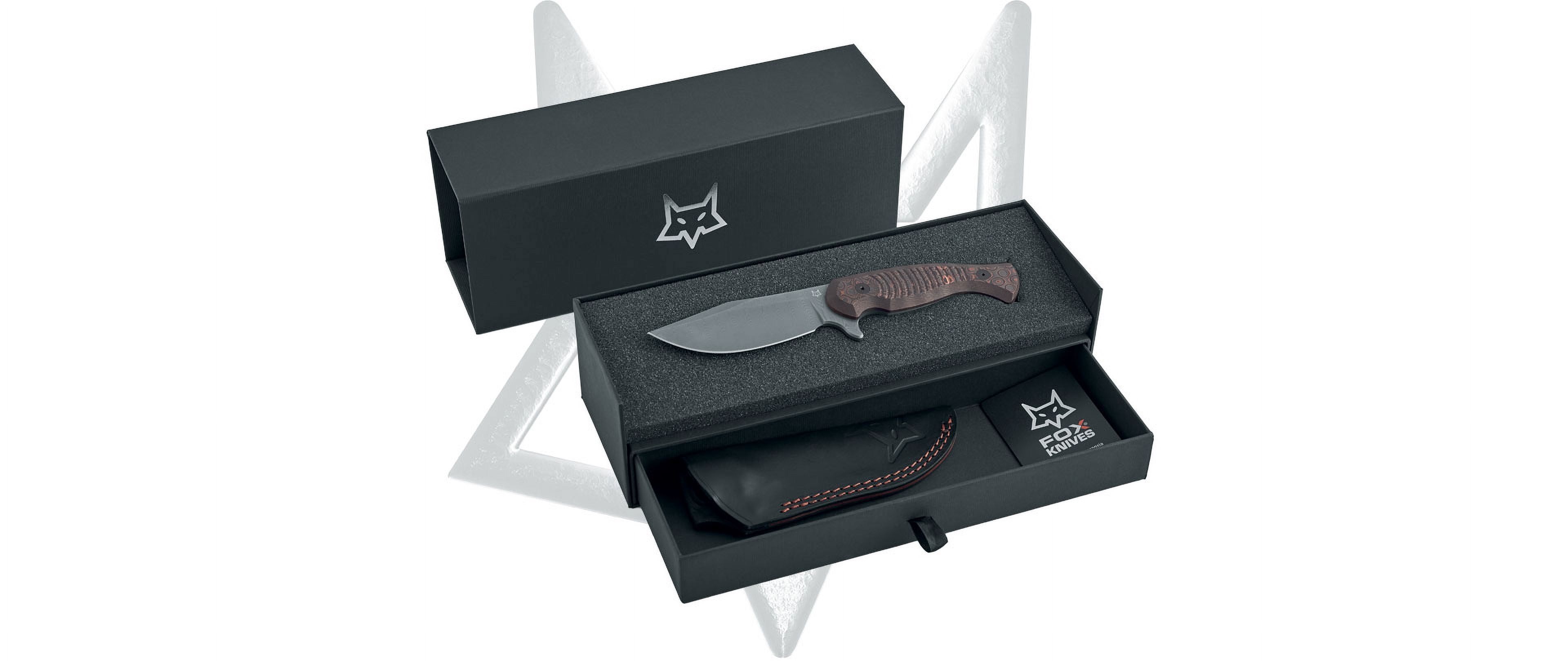 Fox Knives Eastwood Tiger Fixed Blade FX-106DCF Uni Copper Fat Carbon Fiber Damascus Knife