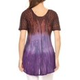 thumbnail image 2 of Sakkas Nayen Tie-Dye Sheer Cap Sleeve Embellished Relaxed Fit Drawstring Tunic Top - Brown - One Size Regular, 2 of 5