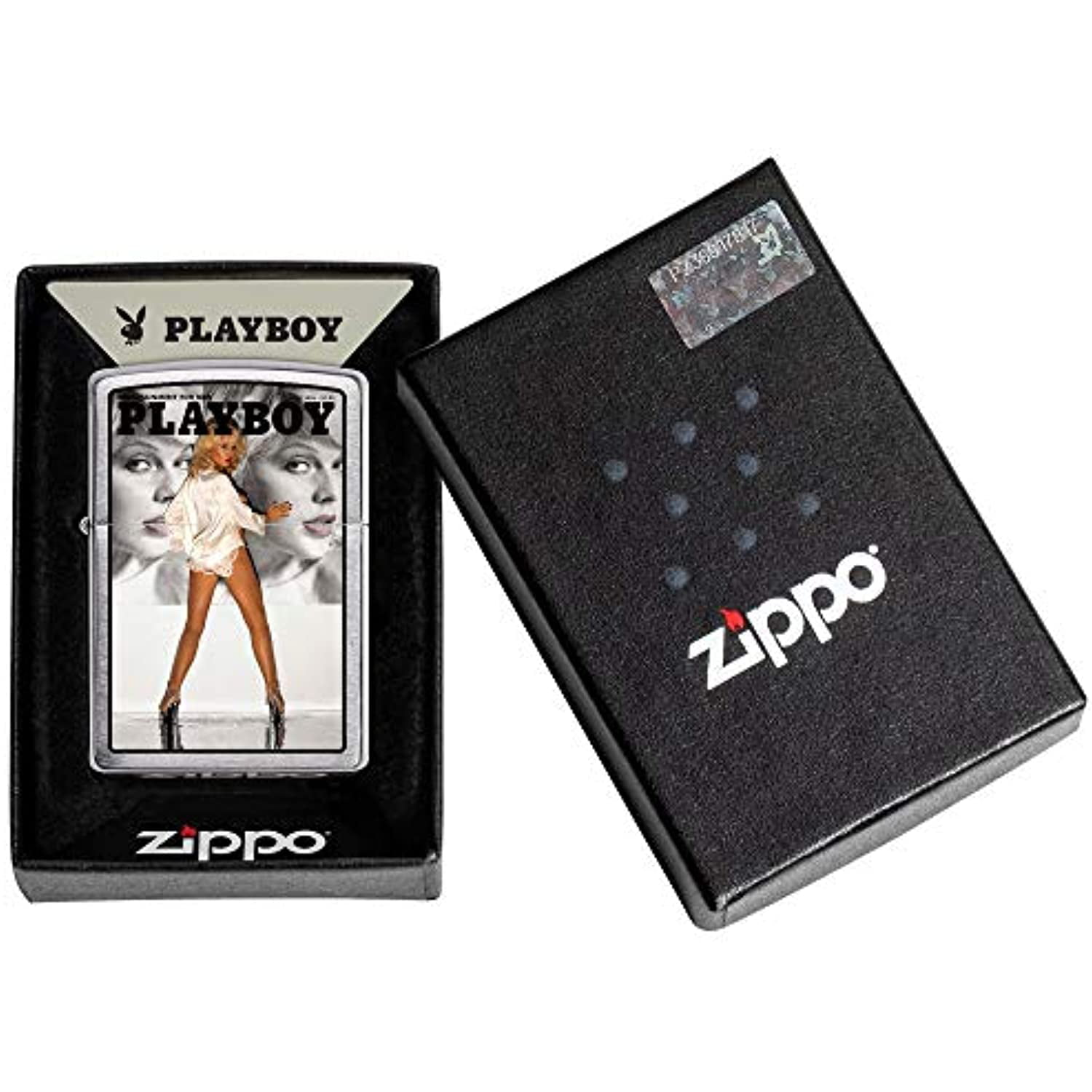 Zippo Playboy Cover June 1976 Pocket Lighter, Brushed Chrome