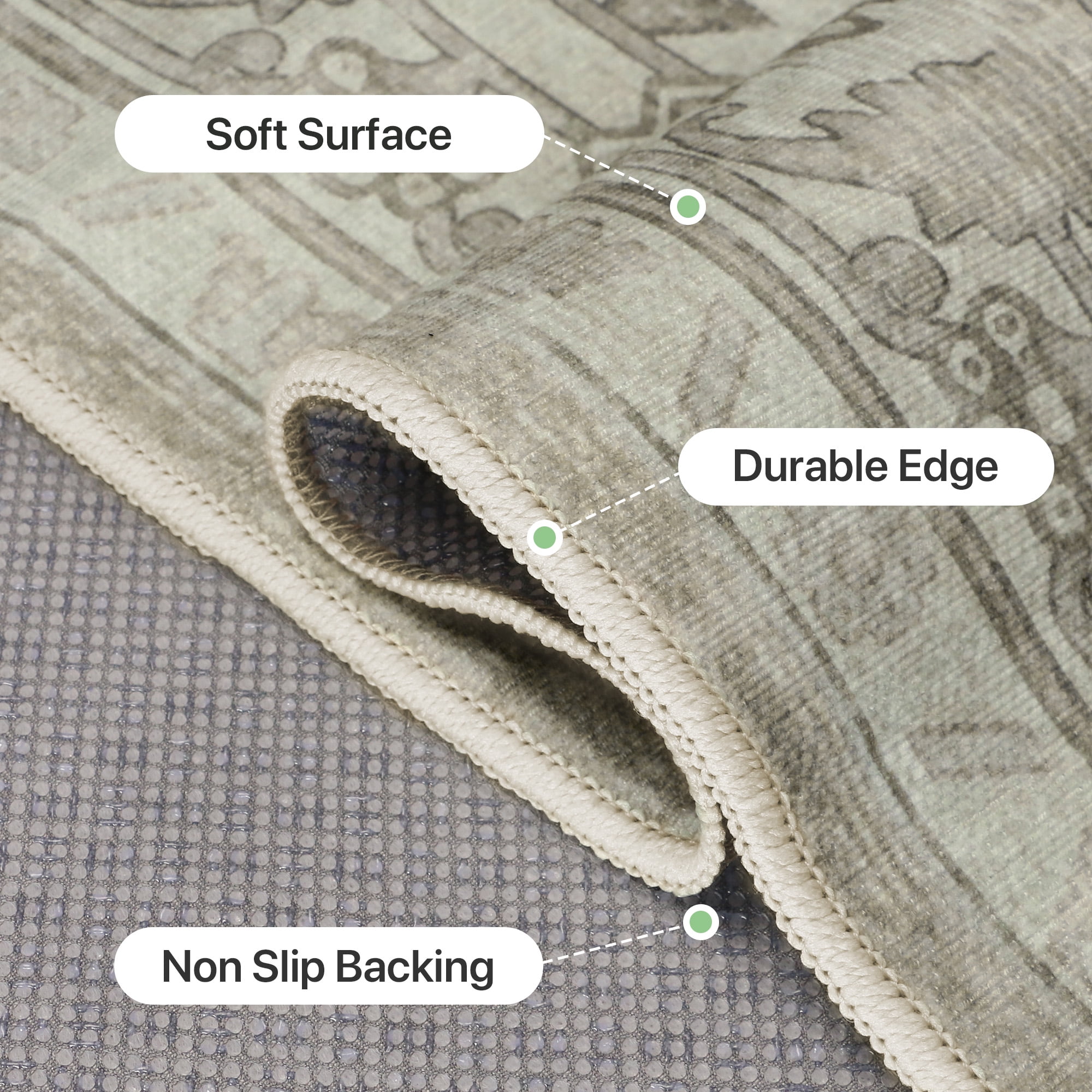 DEORAB Outdoor Rugs 5'X8' Chenille Patio Rug Three-Layer Material Imitation Silicone Spot Molding Camping Outside Rv Mat,Coffee & Beige