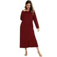 thumbnail image 7 of Women Long House Coat Zipper Front Robes Full Length Nightgowns with Pockets Hooded Loungewear, 7 of 7