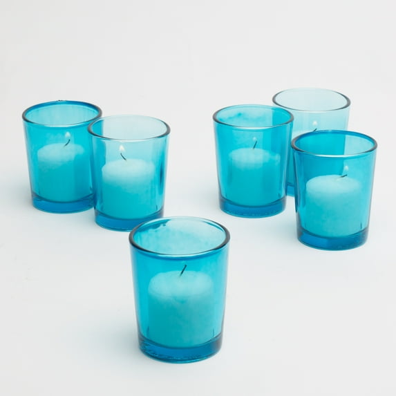 Richland Votive Candles & Eastland Votive Holders Turquoise Glass Set of 72