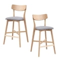 thumbnail image 4 of Hassch 2-Pack Upholstered Seat Bar Stools, Modern Farmhouse Wooden Counter Barchairs with Backrest and Footrest, Ideal for Kitchen Island or Living Room (Oak), 4 of 6