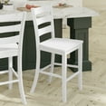 thumbnail image 3 of Emma + Oliver Set of 2 Classic Wood Counter Height Dining Stool in White Wash with Solid Wood Seat and Ladderback Design, 3 of 12