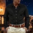 thumbnail image 2 of xfsWaSs Western Cowboy Shirts For Men Casual Button Down Long Sleeve Shirt Floral Embroidered Festival Shirts Holiday Celebration Retro Party Tops, 2 of 4
