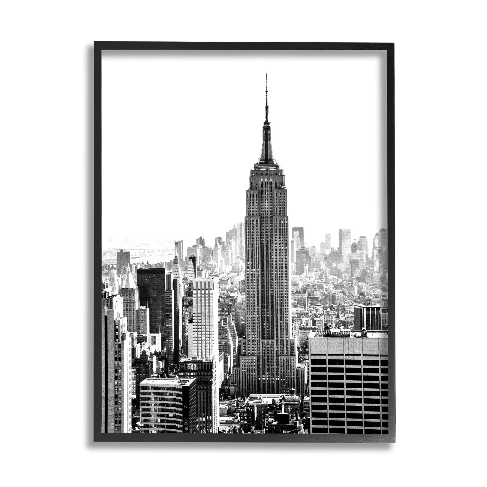 Stupell Industries New York Urban City Skyscrapers Downtown Skyline Photograph White Framed Art Print Wall Art, Design by Bill Carson Photography