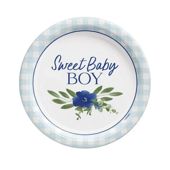 Baby In Bloom Sweet Baby Boy 7 Inch Plates Paper 8 Per Pack Boy Baby Shower
