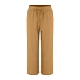 thumbnail image 3 of Outfmvch palazzo pants for women Drawstring Elastic Waist Drawstring Pants Women Gaucho Pant Women's Culottes Boho Wide Leg High Waist Straight-legs Pants for Women Paper Bag Pants Lace Side Khaki S, 3 of 8