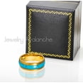 thumbnail image 2 of Dome Yellow Gold IP 8mm Blue Turquoise Inlay Wedding Band Comfort Fit - Mens Tungsten Carbide Ring - #1105s11.5, 2 of 4