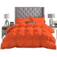 thumbnail image 3 of D.N.G. BEDDINGS Luxurious 1 Piece Pom Pom Pinch Pleated Comforter, 800 Thread Count, 100% Egyptian Cotton, White Vintage Pom-Pom Fringe (Super King Size Solid Orange Color), 3 of 5