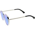 thumbnail image 3 of Oversize Round Aviator Sunglasses Metal Brow Bar Colored Mirror Lens 60mm (Silver / Blue Mirror), 3 of 4