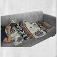 thumbnail image 6 of Floral Soft Flannel Fleece Throw Blanket, Abstract Dotted Petals and Horizontal Oriental Stripes, Cozy Plush for Indoor and Outdoor Use, 50" x 70", Multicolor, by Ambesonne, 6 of 6