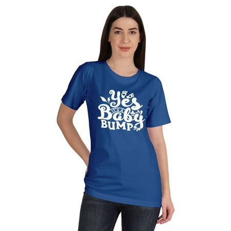 

Inkmeso Womens Yes Baby Bump Crew Neck Maternity T-shirt Birth Announcement Tee