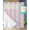 thumbnail image 2 of No Hook Shower Curtain with Snap-in Liner, Purple Striped Waterproof Fabric Bathroom Curtains, Modern Simple Farmhouse Beige Vintage Bath Curtains & Mesh Top Window 72"x78" Long, 2 of 6