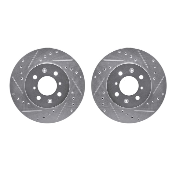 Dynamic Friction Company Front Brake Rotors-Drilled and Slotted-Silver 7002-59006