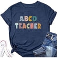 thumbnail image 1 of T-shirt Décontracté pour Femmes à Imprimé, Col Rond, Manches Courtes, Chandail à Enfiler pour les Activités Quotidiennes et sur le Campus, 1 of 2