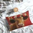 thumbnail image 3 of Salouo White And Red Daisy Cow Pattern Pillow Cases,1PC Pillow Covers with Envelope Closure Decorative Pillow Case for Bed Couch,Pillows Not Included-16"x24", 3 of 6