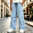 thumbnail image 2 of YIWULA Boys Sweatpants Drawstring High Waist Athletic Workout Pants Kids Solid Color Loose Jogger Pants with Pockets(Sky Blue,130), 2 of 6