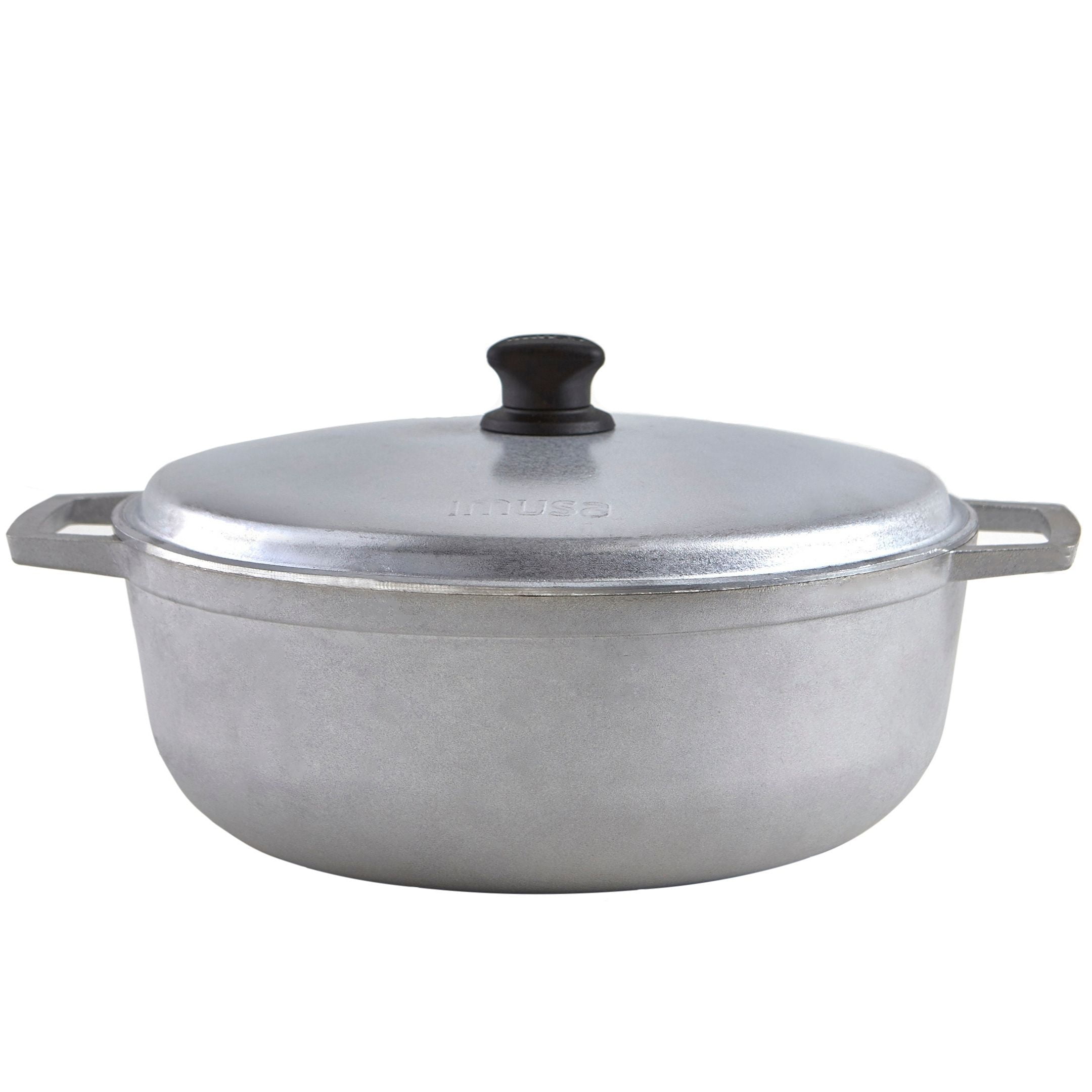 Imusa 3.7Qt Traditional Natural Aluminum Colombian Caldero or Dutch Oven with Lid