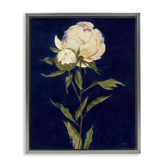 Stupell Industries Traditional Budding Rose Blossoms Gray Floating Frame Canvas Art, 17 x 21, by Liz Jardine