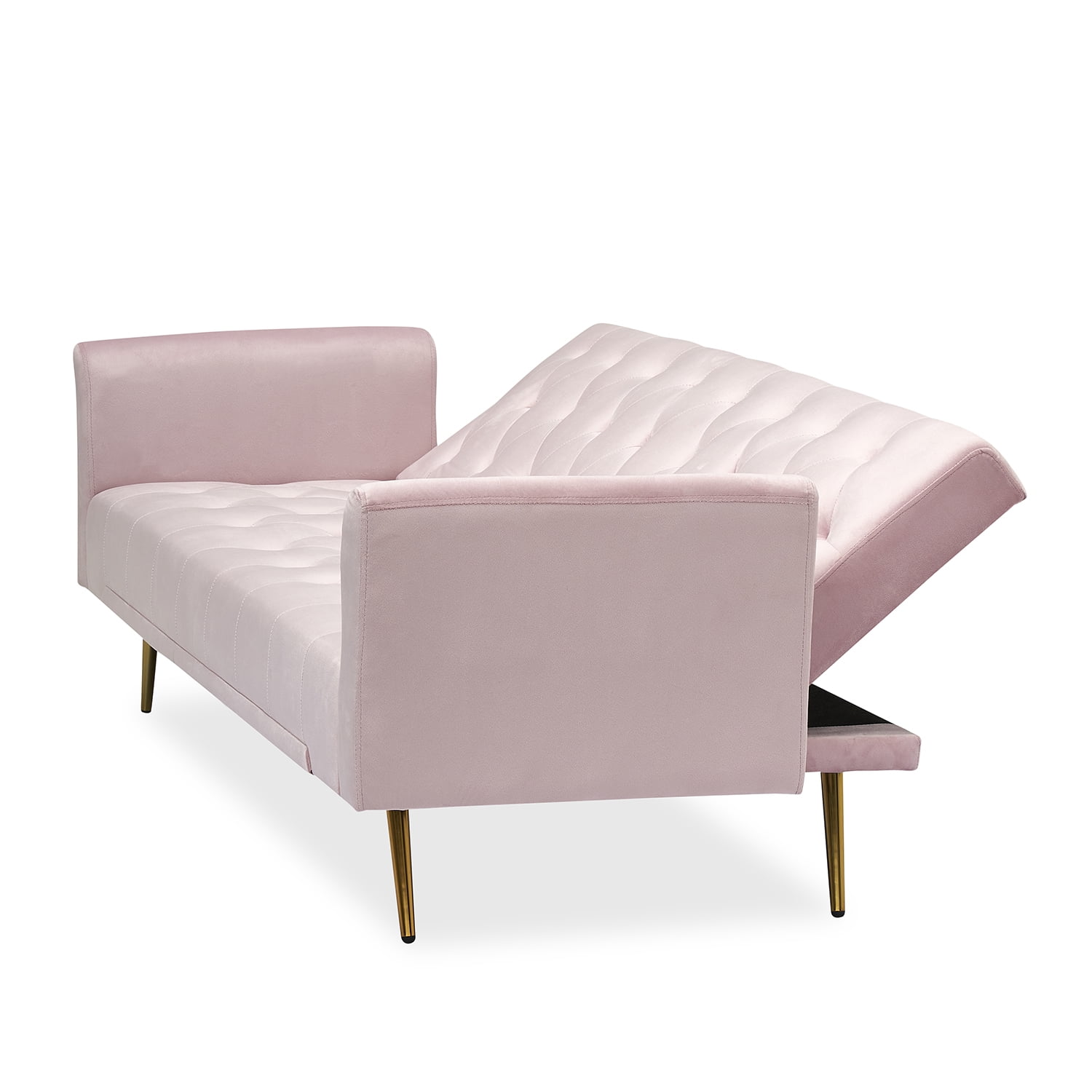 Kadyn 71" Futon Couch, Convertible Double Sofa Bed for Compact Living Space, Modern Velvet Futon Sofa Bed for Living Room, Pink