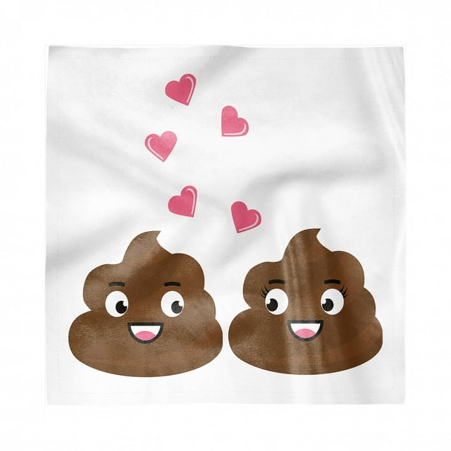 Poop Emoji Decorative Satin Napkins Set of 4, Funny Flirting in Love