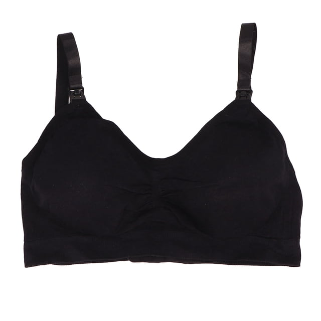 Sujetador de lactancia de nailon negro con tres botones y manos libres, con tirantes ajustables para el hogar, talla XL