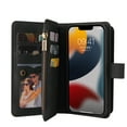 thumbnail image 4 of Nalacover Wallet Case for iPhone 14 Plus, [15 Card Slots] [Zipper Pocket] Vintage PU Leather Flip Folio Cover with Magnetic [Wrist Strap] [Kickstand] Skin-Feeling Shockproof Case,Black, 4 of 12