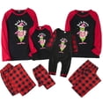 thumbnail image 1 of Conjuntos de pijamas navideños familiares a juego Grinch 2024, pijama de Grinch con parte superior y pantalones de pijama a cuadros, pijama de Grinch para niños y adultos para la familia, 10 Años, 1 of 3