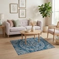 thumbnail image 3 of ODIKA Turtle Symmetrical Ocean Wave Border Nautical Motif Scattered Animals Flowing for Home Office, Gaming Room, Under Desk, Non-Slip Chair-Friendly, 3 of 7