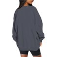 thumbnail image 4 of ORUYROP Chandails en Molleton Surdimensionnés pour Femmes Manches Longues Col Rond Chandail Décontracté Ample Couleur Unie Polaire Tops Pulls, 4 of 7