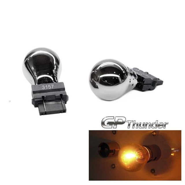 GP-Thunder GP-3157-CA Silver Stealth Chrome Amber Light Bulbs Turn Signal Back Up Reverse Tail