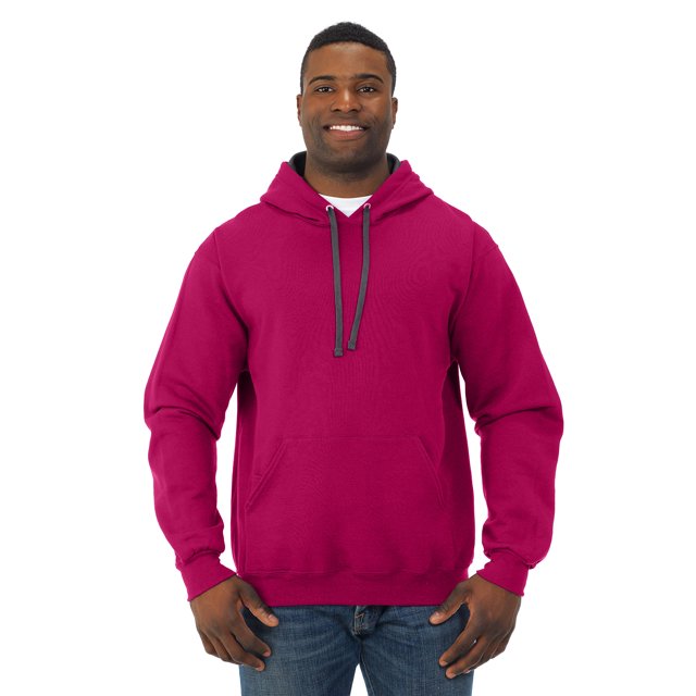 Fruit Of The Loom Mens Sofspun Hooded Sweatshirt, L, Cyber Pink