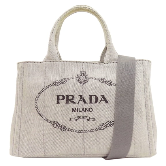 Pre-Owned Prada Canapa Mini 2-Way Handbag, Denim, Women's