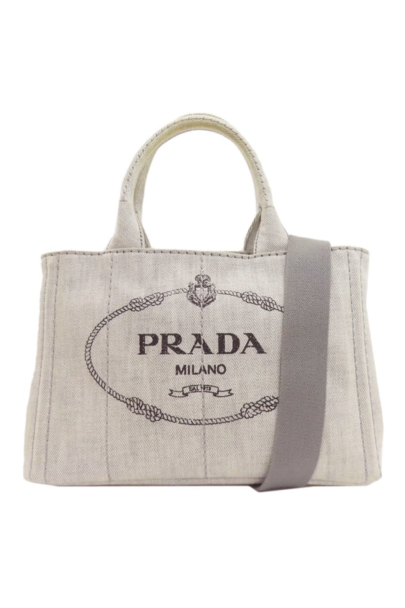 Pre-Owned Prada Canapa Mini 2-Way Handbag, Denim, Women's