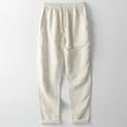 thumbnail image 4 of Pantalones casuales de lino Pantalones largos de tubo recto sueltos de lino para hombre Pantalones de algodón y lino de talla grande para verano, 4 of 5