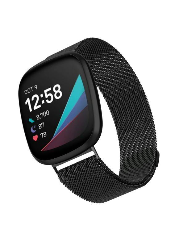 WITHit Black Stainless Steel Mesh Band for the Fitbit Versa 3 & 4/Sense/Sense 2