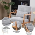 thumbnail image 4 of SYNGAR Mid-Century Modern Accent Chair, Arm Chair Living Room Upholstered Chairs with Pillow, Reading Chair with Solid Wood Frame & Living Room Bedroom Balcony, Light Grey, 4 of 11