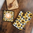 thumbnail image 5 of Black White Gray Checker Sunflower Pattern Kitchen Oven Mitt and Pot Holder Sets 2 Pcs for Baking, Cooking and Grilling, Heat Resistant Up To 392 °F, 5 of 7