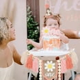 thumbnail image 4 of Boho Pink Daisy Handmade Burlap Birthday High Chair Banner Wild One Cake Topper Birthday Cone Hat Happy Birthday Party Decorations for Baby Girls, 4 of 7