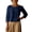 33*Navy, variant on Womens Solid Pleated Crewneck 3/4 Sleeve Shirt Casual Spring Fall Y2K Vintage Comfy Basic Trendy Office Work Brown S