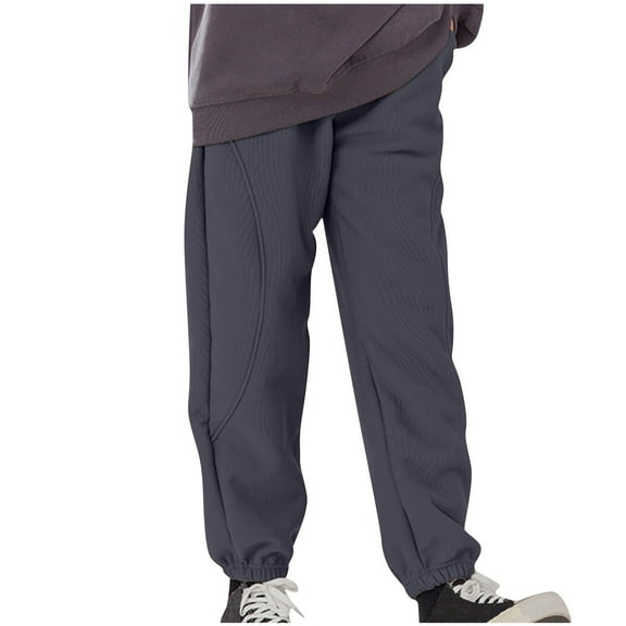 Eltusu Boys Sports Sweatpants, Solid Color Relaxed Fit Elastic Waist Casual Jogger Pants Dark Gray Size 6 T