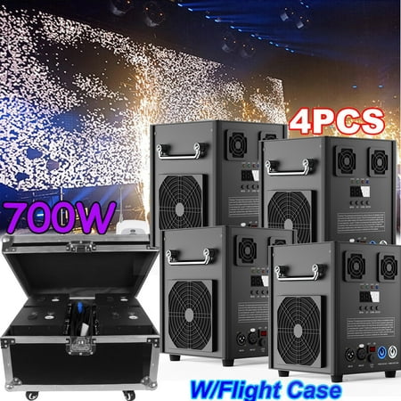 4pcs Cold Spark Machine with Flight Case Stage Party Disco Wedding Firework Machine for Halloween Christmas,Black