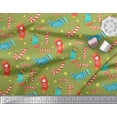 thumbnail image 3 of Soimoi Green Poly Georgette Fabric Socks & Candy Cane Kids Print Fabric by the Yard 42 Inch Wide, 3 of 3