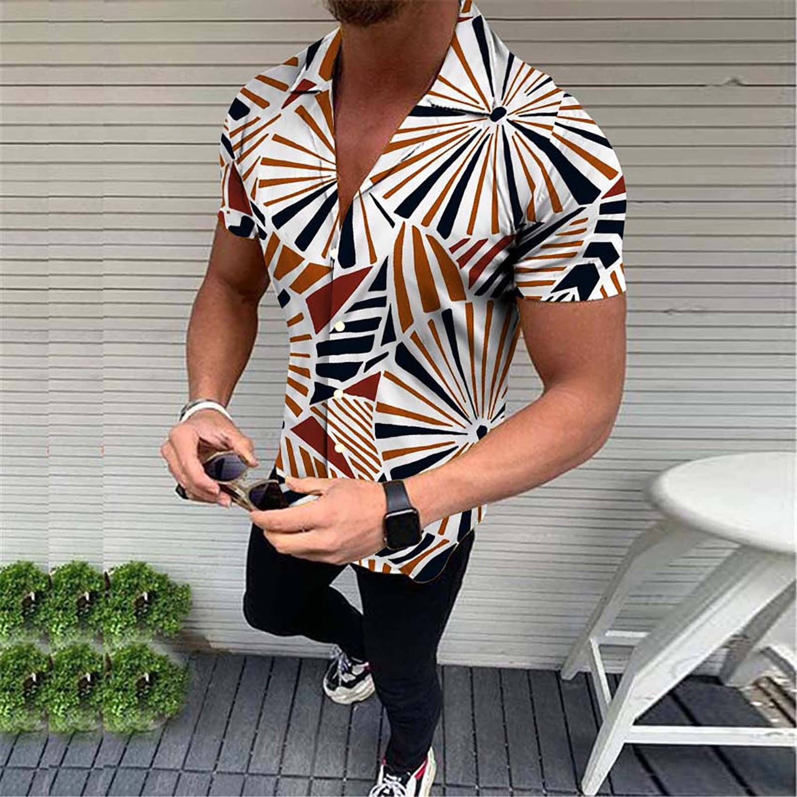 CEHVOM Men s Summer Fashion Short Sleeve Casual Shirts Sale