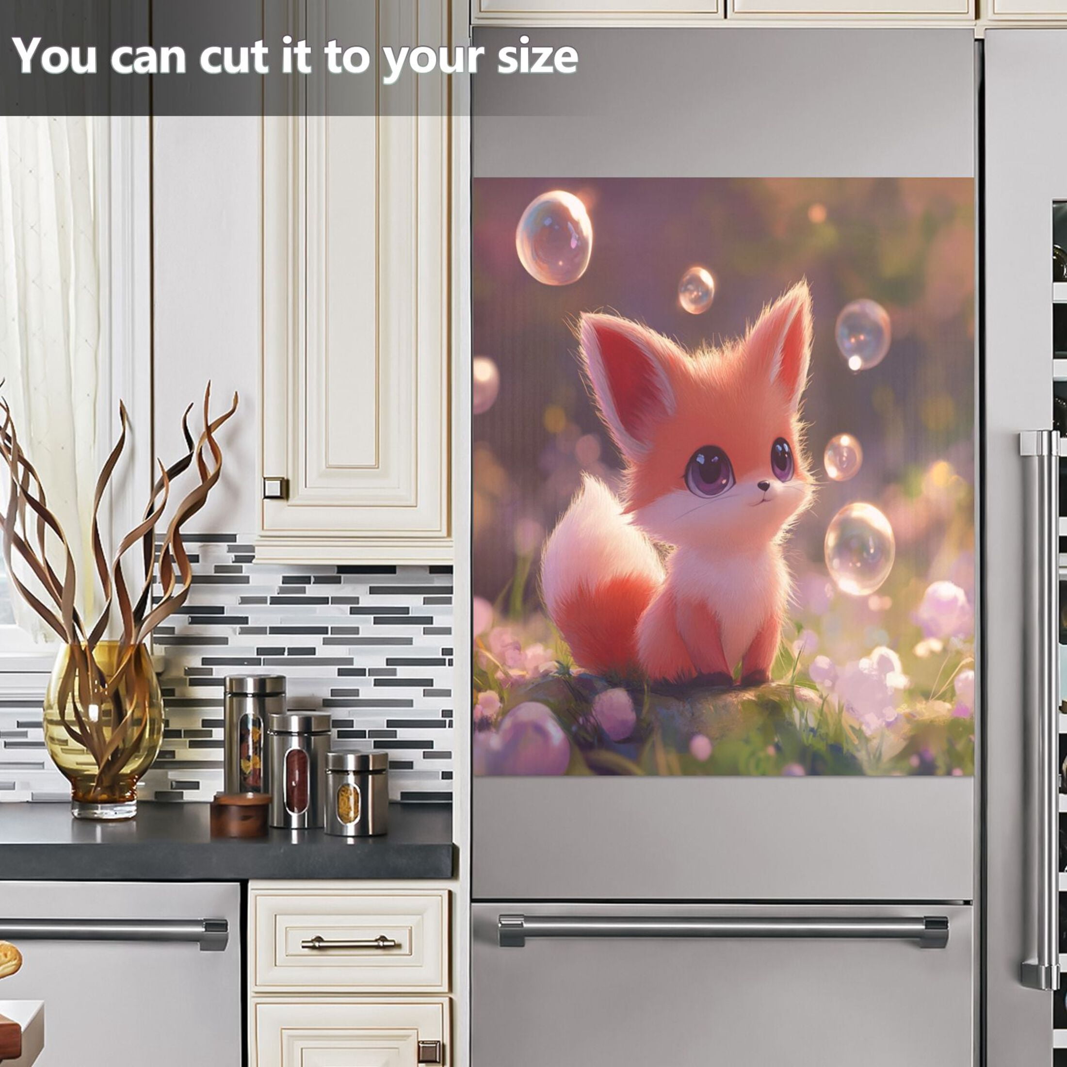 Dishwasher Magnetic Sticker 23x26 Inch Refrigerator Magnetic Sticker Washing Machine Magnetic Sticker Kitchen Panel Magnetic Sticker Home Decor Adorable Orange Fox