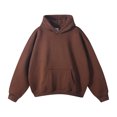thumbnail image 5 of Unisex Long Sleeve Drop Shoulder Hoodie without Drawstring, Casual Pullover Tracksuit Top for Running, Lounge Wear,Coffee,XS, 5 of 6