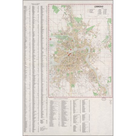 24"x36" Gallery Poster, cia map of Leningrad. saint petersburg 1956
