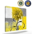 thumbnail image 2 of Mordern Abstract Wall Art - Canvas Wall Art Yellow Flower Framed Artwork, Watercolor Dahila Pictures Prints Wall Decor for Bathroom Kitchen, Bedroom Living Room, 14" x 14", 2 of 5