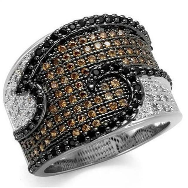 Women Rhodium & Ruthenium Brass Ring with AAA Grade CZ in Multi Color - Size 5